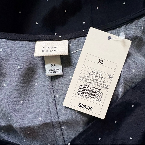 NWT A New Day Black Polka Dot Maxi Dress Sweetheart Neck XL - Picture 5 of 5